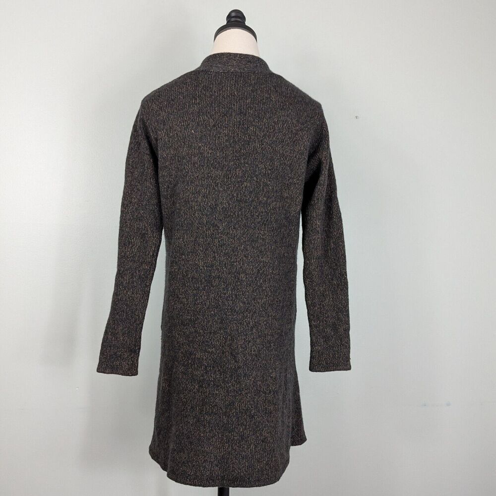 Eileen Fisher Cardigan Sweater PM Brown Black Wool Blend Long Open Duster Work - Picture 5 of 11